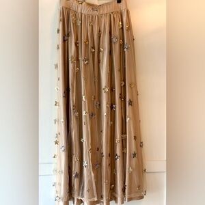 MYKEL Elizabeth Tulle Celestial Embellished Blush Maxi Skirt Size Large